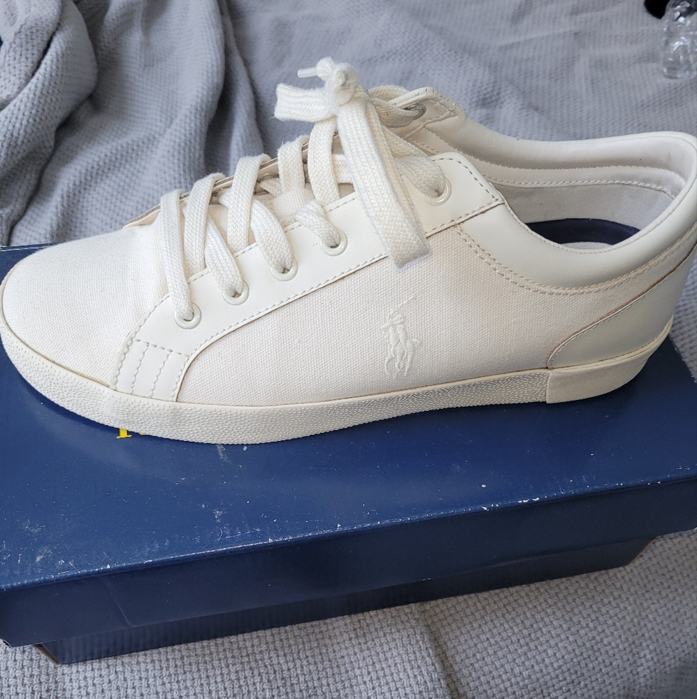 Ralph Lauren Casual Sneakers, 9.5, Cream.